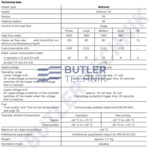 Eberspacher Airtronic D2 heater 12v diesel with 80110003 control | 292199018017 | E8017 