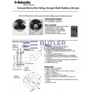 Webasto heater Marine exhaust hull skin fitting 24mm | 9018377A | 1320363A 