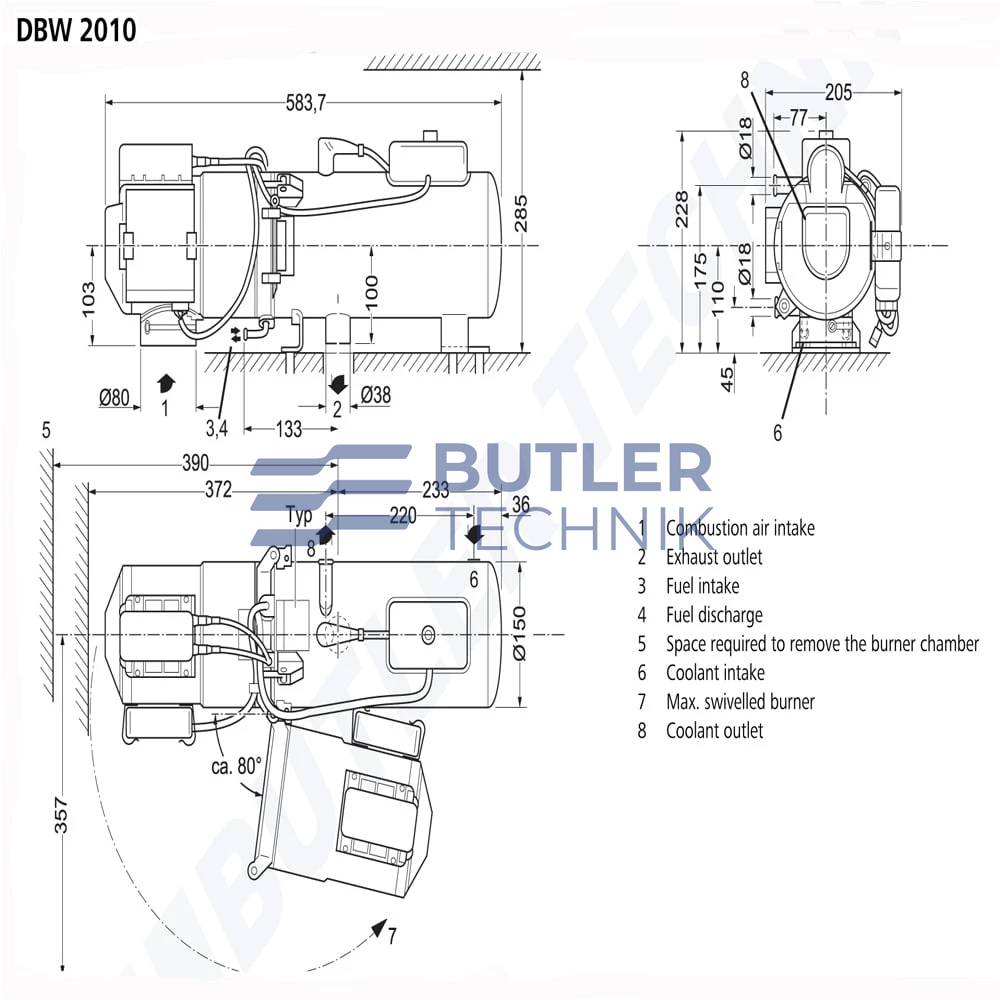 Webasto DBW 2010 Water Heater 24v 9023679A Butler Technik