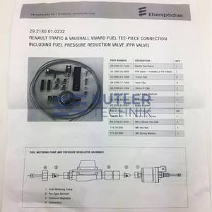 Eberspacher Airtronic D2 D4 Heater Fuel Pick Up Kit Renault Traffic Vauxhall Vivaro 2015 onwards | 292180010232 