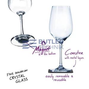 Silwy Magnetic Crystal Wine Glasses 250ml with Nano-gel Coasters - Luxury set of 2 