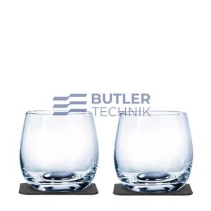 Silwy Magnetic Crystal Whisky Tumblers with Nano-gel Coasters 250ml - Luxury set of 2 