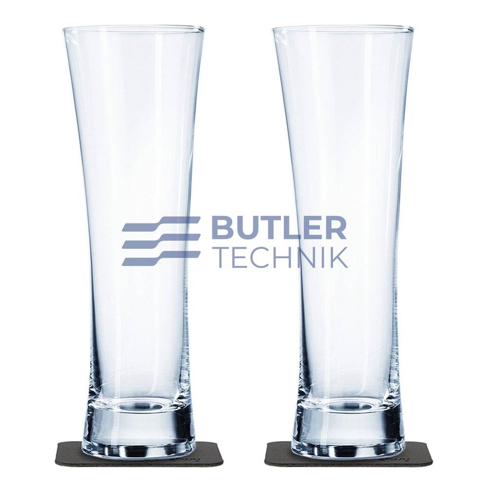 Silwy Magnetic Crystal Beer Glasses 330ml with Nano-gel Coasters - Luxury set of 2 Clear
