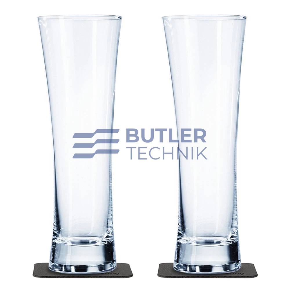 Silwy Magnetic Crystal Beer Glasses 330ml with Nano-gel Coasters - Luxury set of 2 