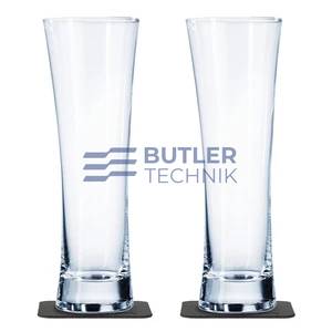 Silwy Magnetic Crystal Beer Glasses 330ml with Nano-gel Coasters - Luxury set of 2 