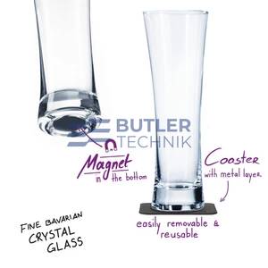 Silwy Magnetic Crystal Beer Glasses 330ml with Nano-gel Coasters - Luxury set of 2 
