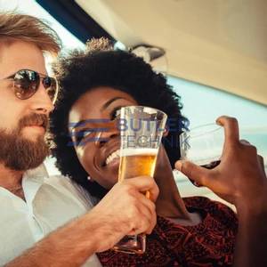 Silwy Magnetic Crystal Beer Glasses 330ml with Nano-gel Coasters - Luxury set of 2 