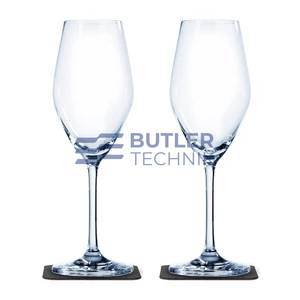 Silwy Magnetic Crystal Champagne Glasses with Nano-gel Coasters - Luxury set of 2 