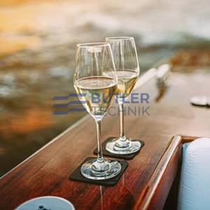 Silwy Magnetic Crystal Champagne Glasses with Nano-gel Coasters - Luxury set of 2 