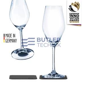 Silwy Magnetic Crystal Champagne Glasses with Nano-gel Coasters - Luxury set of 2 