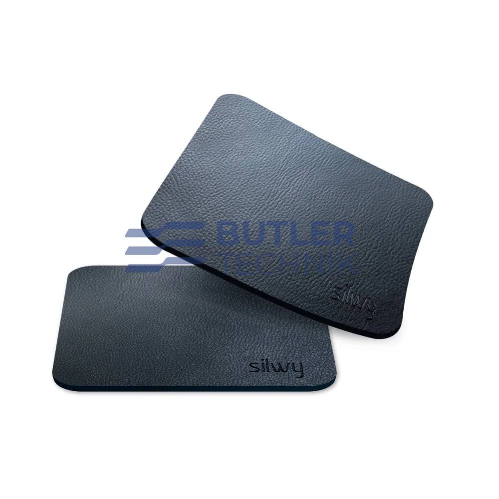 Silwy Square Metal Nano-gel Pads (Coasters) for Magnetic Glasses - Black - 2 Pack 