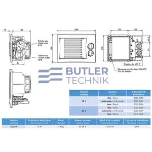 Siroco Arizona LN Heater Matrix 1 spd Anth. 24v 3kw 