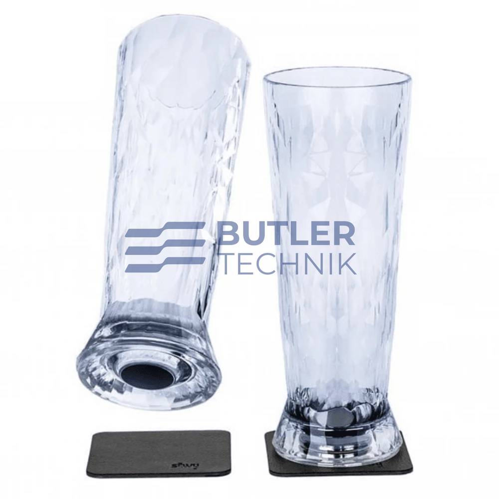 Silwy Magnetic Plastic Beer Glasses with Nano-gel Coasters - Set of 2 