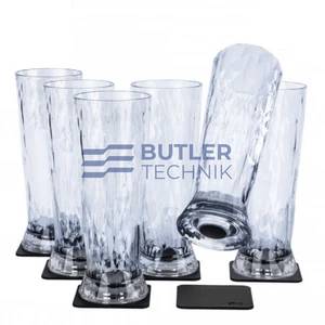 Silwy Magnetic Plastic Beer Glasses with Nano-gel Coasters - Set of 6 
