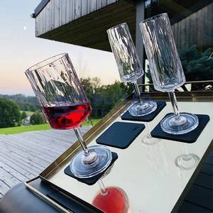 Silwy Magnetic Plastic Champagne Prosecco Glasses with Nano-gel Coasters - Set of 6 