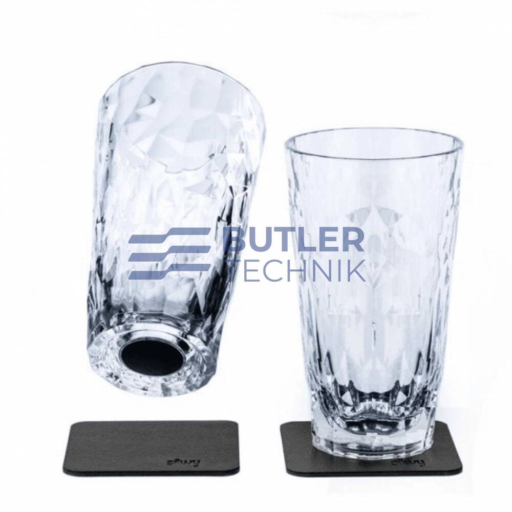 Silwy Magnetic Plastic Longdrink Glasses with Nano-gel Coasters - Set of 2 - Clear Clear