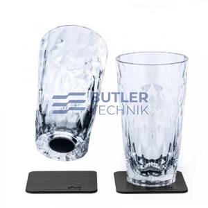 Silwy Magnetic Plastic Longdrink Glasses with Nano-gel Coasters - Set of 2 - Clear 