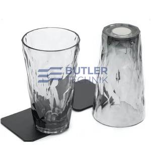 Silwy Magnetic Plastic Longdrink Glasses With Nano-gel Coasters - Set of 2 - Pearl Grey 