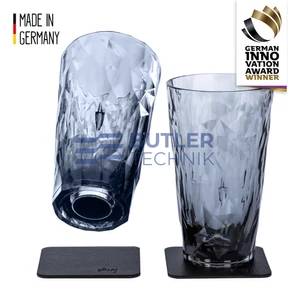 Silwy Magnetic Plastic Longdrink Glasses With Nano-gel Coasters - Set of 2 - Pearl Grey 