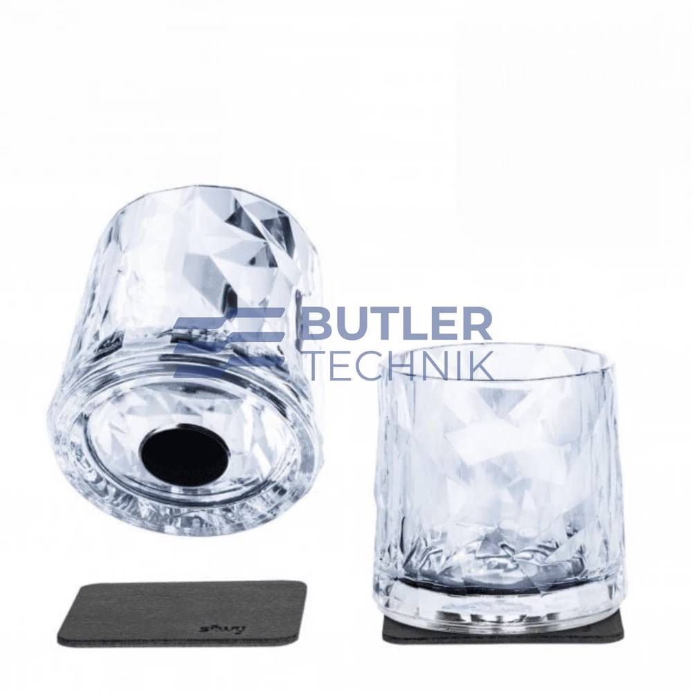 Silwy Magnetic Plastic Tumbler Glasses with Nano-gel Coasters - Set of 2 