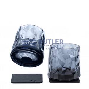 Silwy Magnetic Plastic Tumbler Glasses with Nano-gel Coasters - Set of 2 - Pearl Grey 