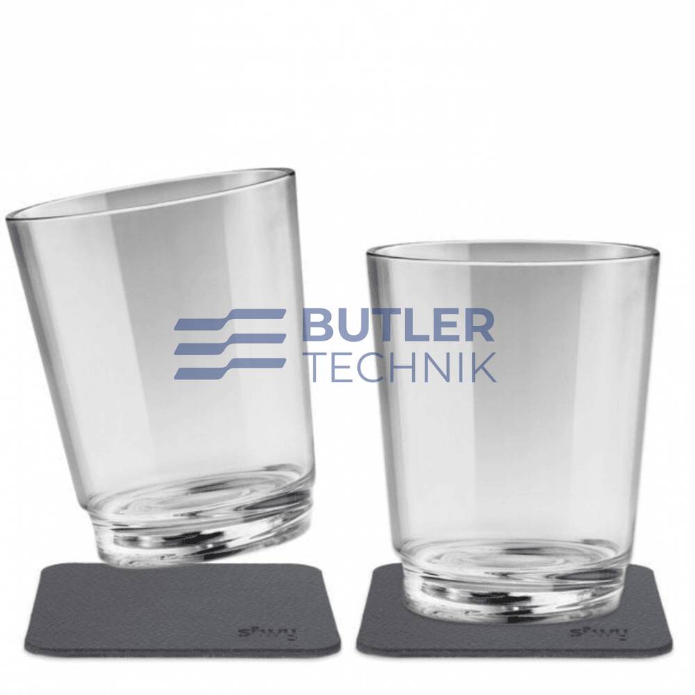 Silwy Magnetic Plastic Drinking Cups 250ml with Nano-gel Coasters - The Classic - Set of 2 Clear