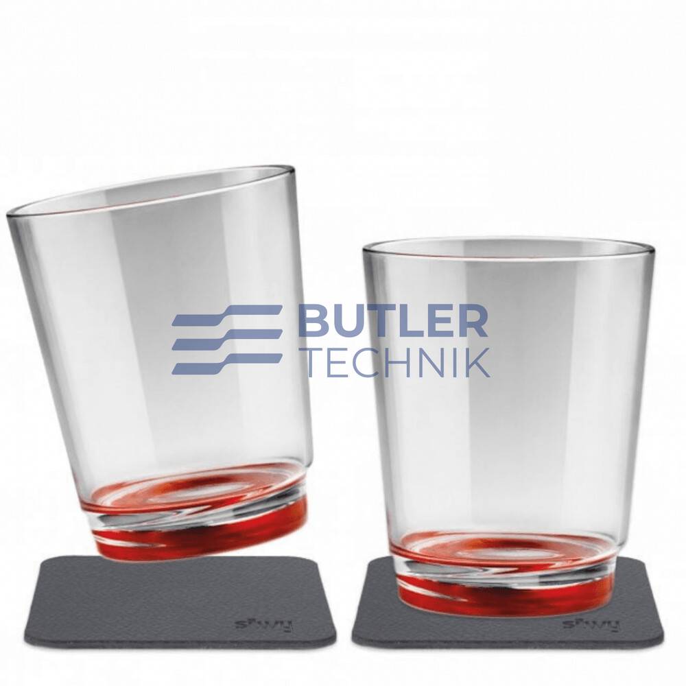 Silwy Magnetic Plastic Drinking Cups 250ml with Nano-gel Coasters - Red - Set of 2 Red