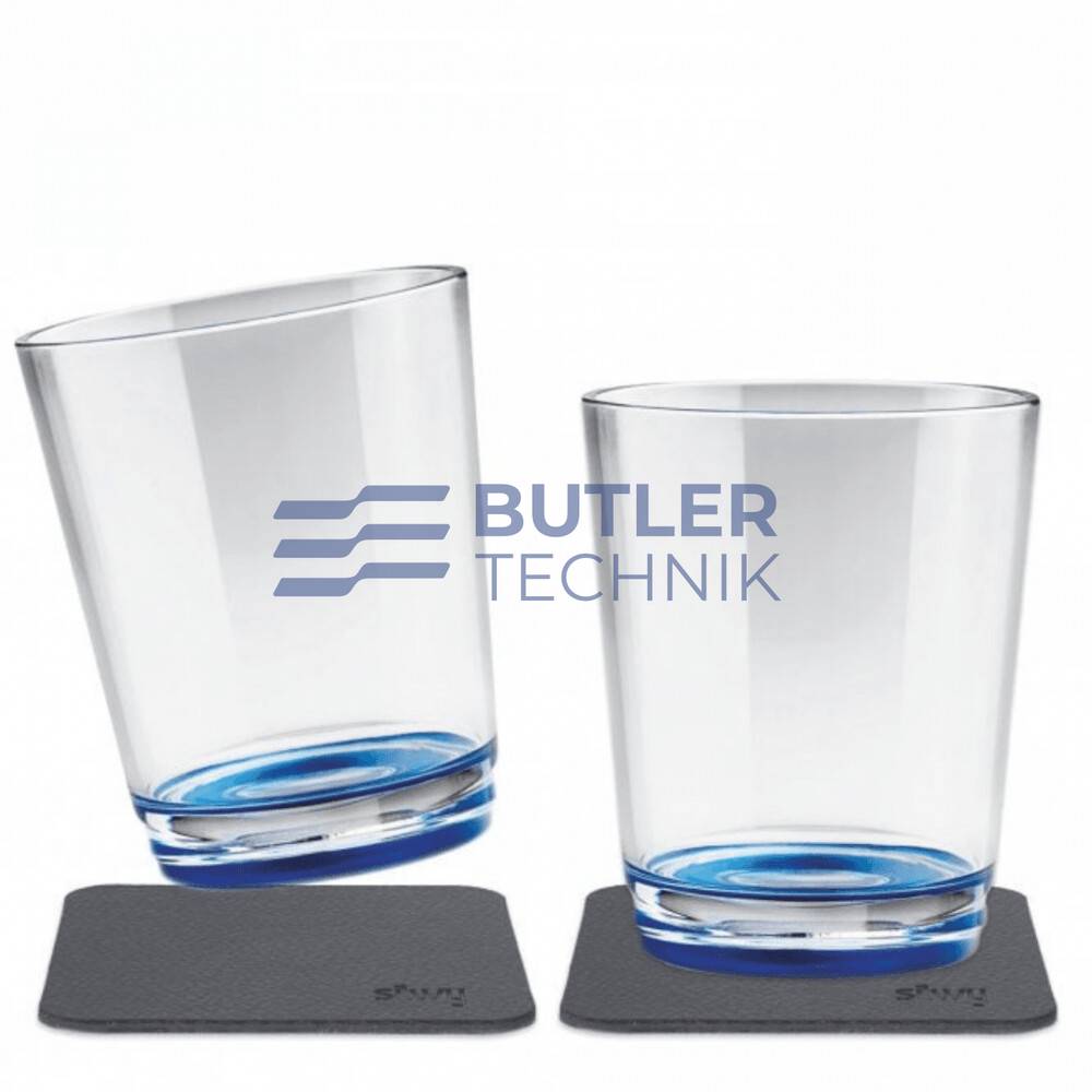Silwy Magnetic Drinking Cup with Nano-gel Coasters - Set of 2 - Lui Blue Blue