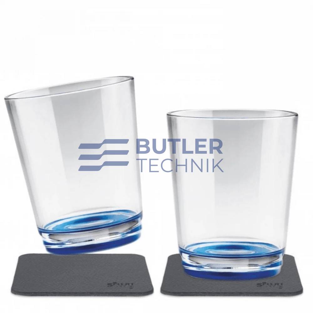Silwy Magnetic Drinking Cup with Nano-gel Coasters - Set of 2 - Lui Blue 