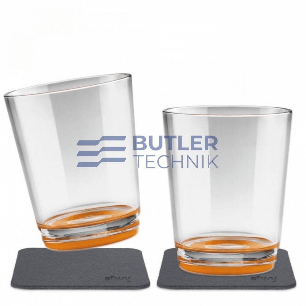 Silwy Magnetic Drinking Cup with Nano-gel Coasters - Set of 2 - Hup Orange 