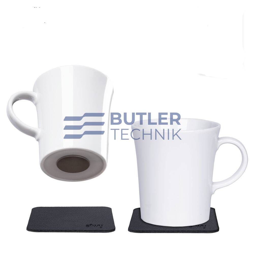 Silwy Porcelain White Magnetic Coffee Tea Mugs including - Set of 2 White