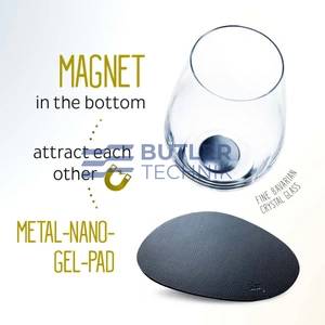 Silwy Fancy Shape Metal Nano-gel Pads (Coasters) for Magnetic Glasses - Black - 2 Pack 