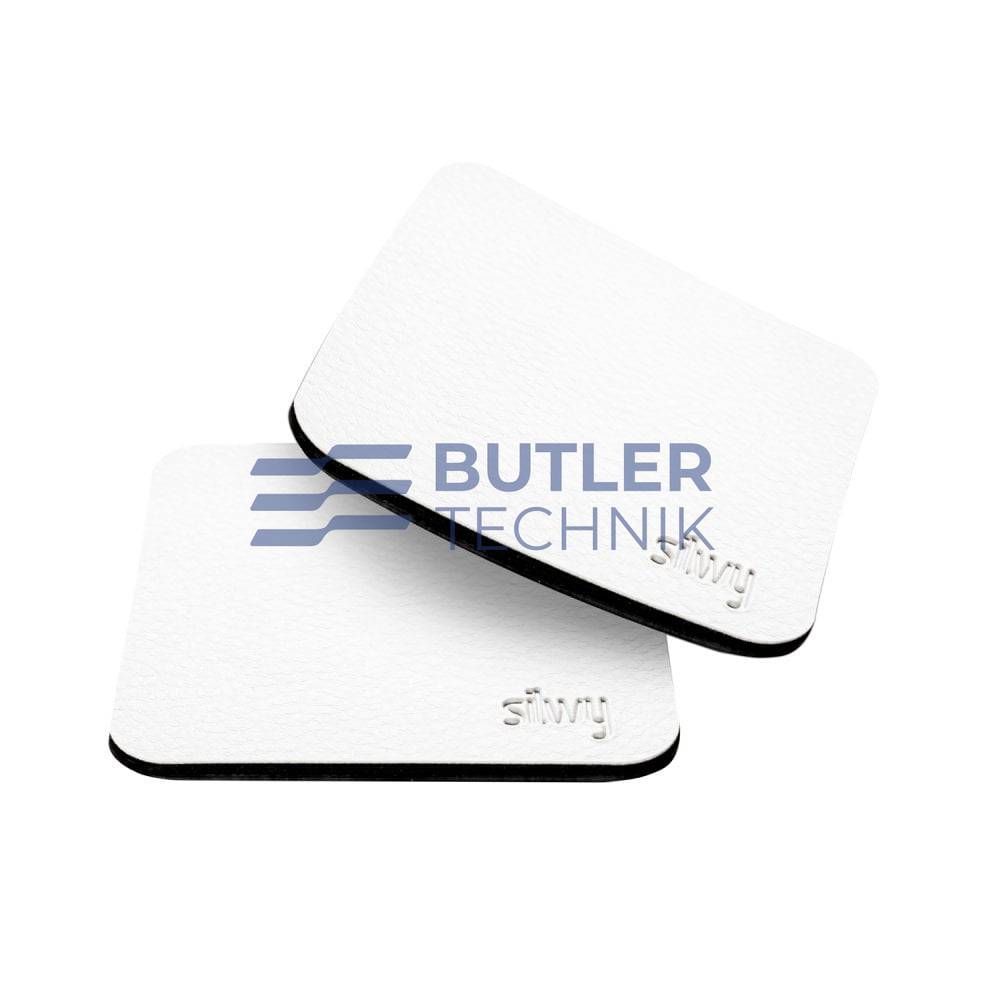 Silwy Square Metal Nano-gel Pads (Coasters) for Magnetic Glasses - White - 2 Pack 