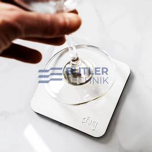 Silwy Square Metal Nano-gel Pads (Coasters) for Magnetic Glasses - White - 2 Pack 