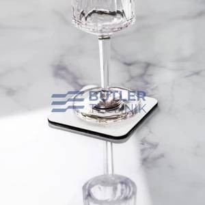 Silwy Square Metal Nano-gel Pads (Coasters) for Magnetic Glasses - White - 2 Pack 