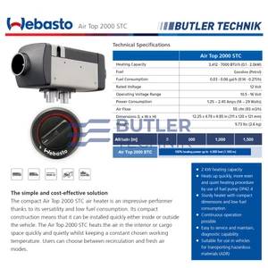 Webasto Heater for Ford Transit Gasoline Petrol Air Top 2000 STC 12v inc Install Kit and Rotary Control 2kW 12v 