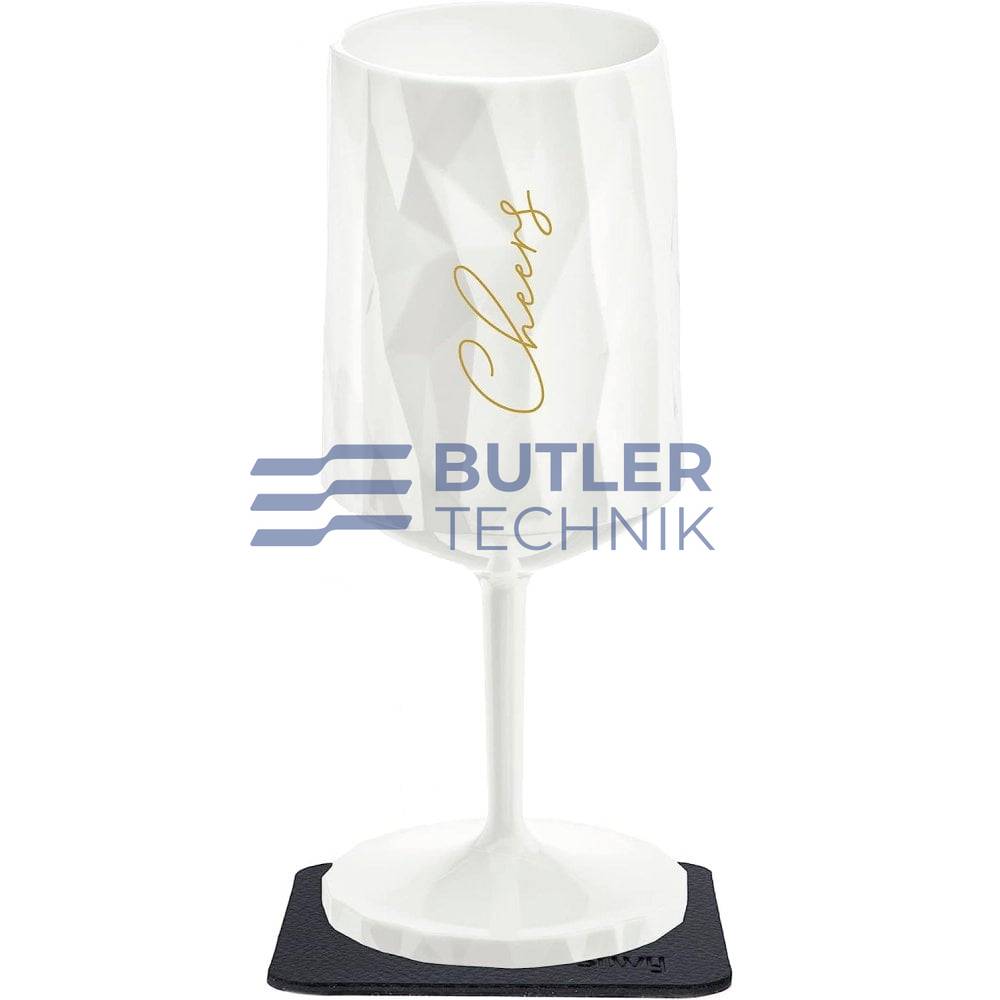 Silwy Magnetic Plastic Glass WINE CHEERS White