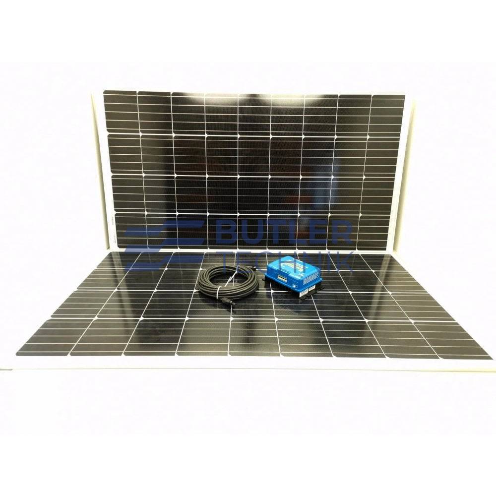 Victron Solar Power Kit 280W Mono 2 Panels 100/30 MPPT, Cable, Mounts and Cable Gland Black