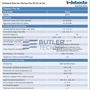 Webasto Thermo Pro 90 24v Marine Kit with switch and silencer - 9.1kW | 4111185A | CLEARANCE 