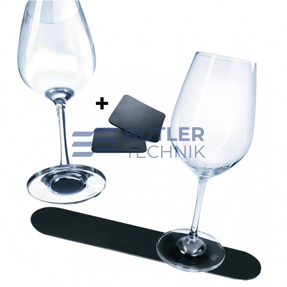 Silwy Magnetic Crystal Glass Wine + Black 25cm Strip Set 