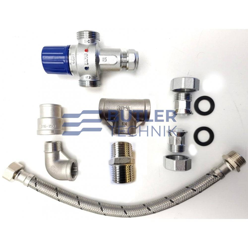 Webasto Eberspacher or  Thermostatic Mixer Valve (TMV) Kit for 3/4 Thread Plate Heat Exchangers 