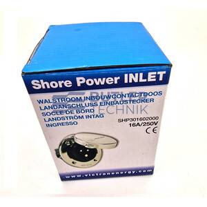 Victron Power Inlet stainless with cover 16A/250Vac (2p/3w) 