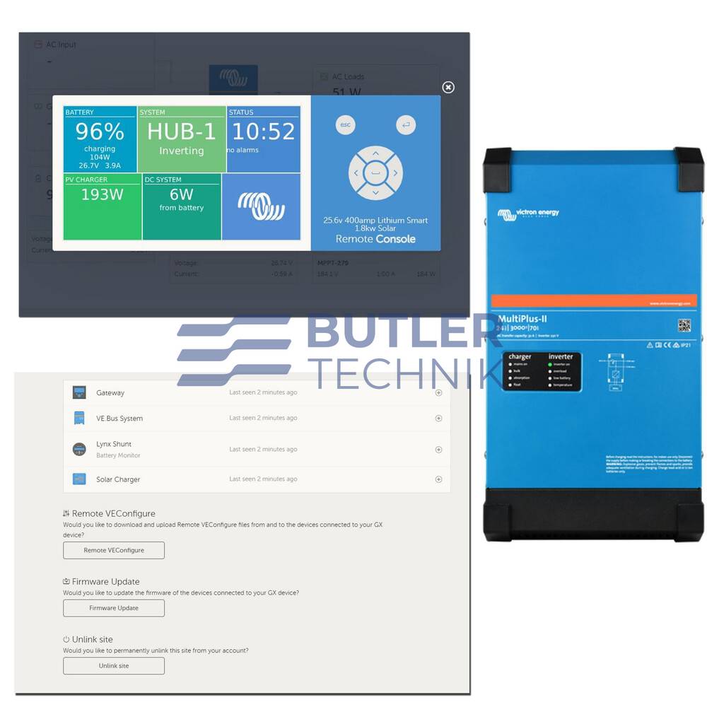 Victron remote Programming Service VRM Multiplus Quattro Connect