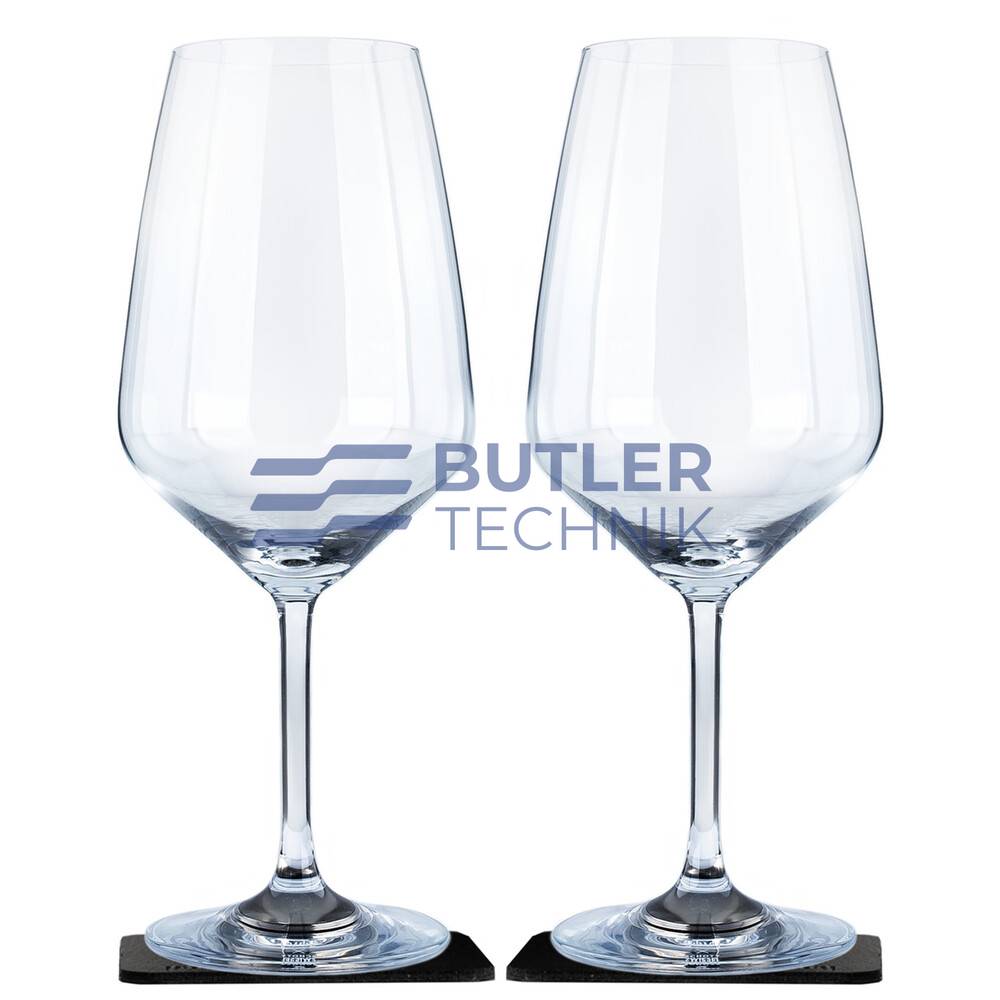 Silwy Magnetic Crystal Red Wine Glasses 650ml with Nano-gel Coasters - Bordeaux - Luxury set of 2 