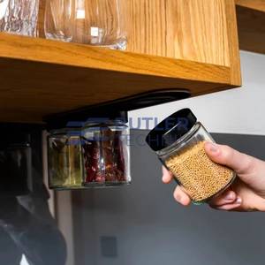 Silwy Magnetic Glass Spice Jars with Metal Strip Black & Classy 192ml 