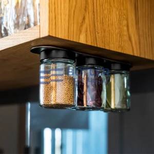 Silwy Magnetic Glass Spice Jars with Metal Strip Black & Classy 192ml 