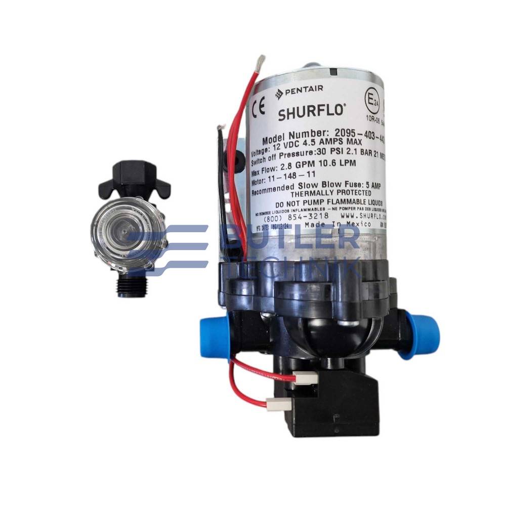 Shurflo 12v Domestic Water Pump and Strainer Filter 30psi 10Lpm 