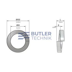 Butler Technik Stainless Steel Spring Washer M6 x 12mm x 3.8mm A1 