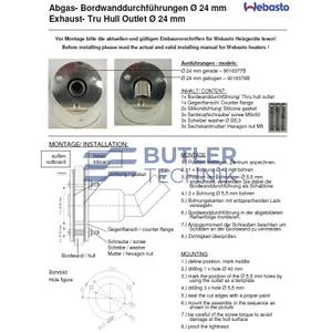Webasto Marine Exhaust heater Skin Fitting 24mm cranked exit 9018379A | 1320364A 