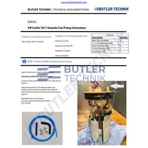 Eberspacher Fuel connector pick up kit VW Crafter 2017 onward - S2 M2 HS3 